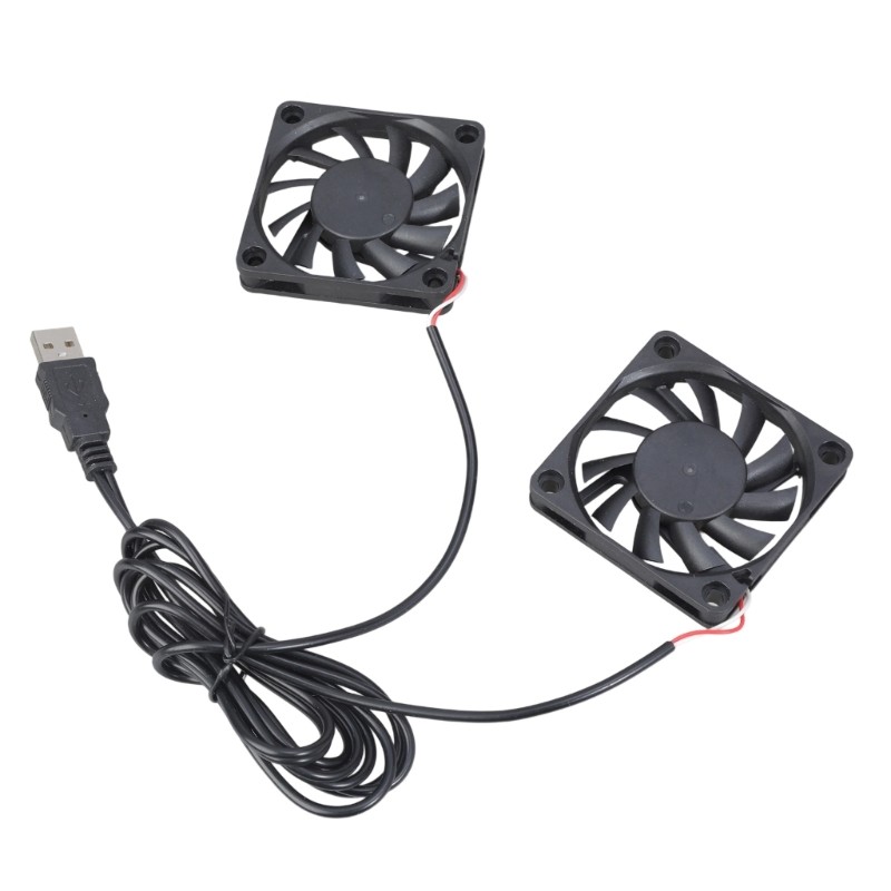 Niki Energy ที่มีประสิทธิภาพ DC5V 0 2A พัดลมระบายความร้อนคู่ 60x60x10 มม.พร้อมสาย USB 93 ซม.สําหรับเ