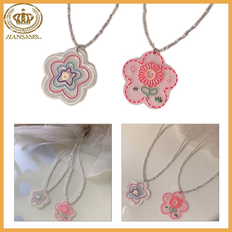 Colored Flower Necklace Handmade Bohemian Seed Bead Necklace Clavicle Necklace