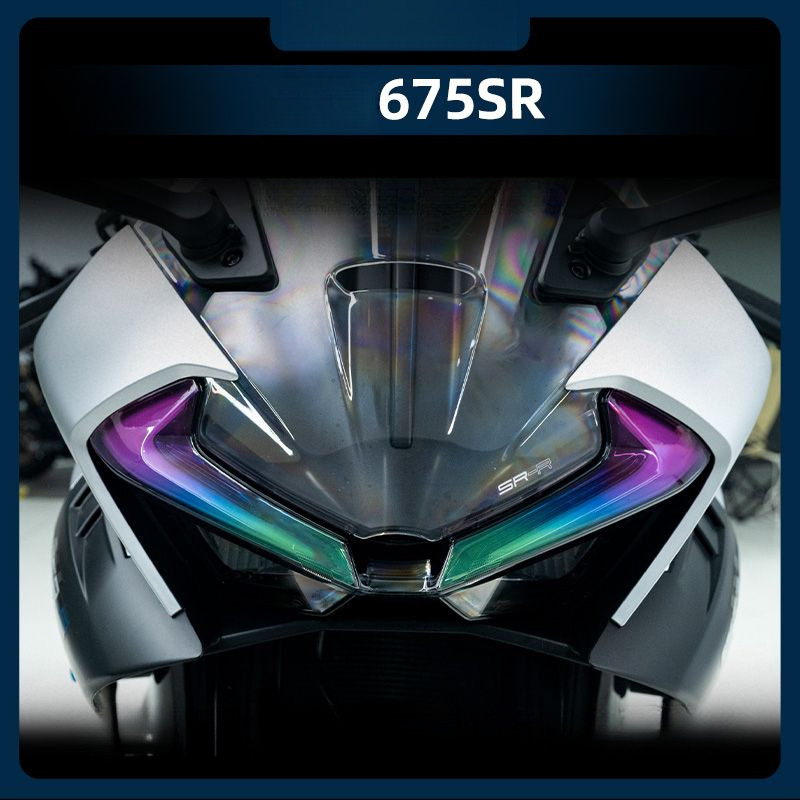 cfmoto sports car film, 675SR motorcycle headlight colorful color change film, 675SR motorcycle head
