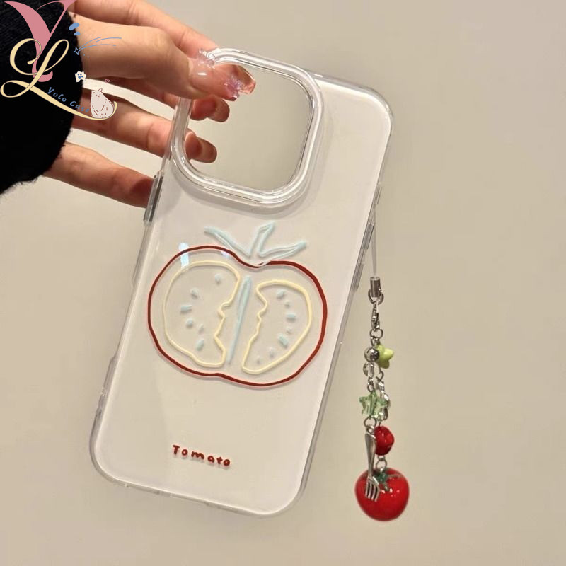 IPhone 13 XR 11 15 16 14 12 Pro Max X XS 15 7 8 Plus Case Fashion Simple Fruit Tomato Couple Case Bo