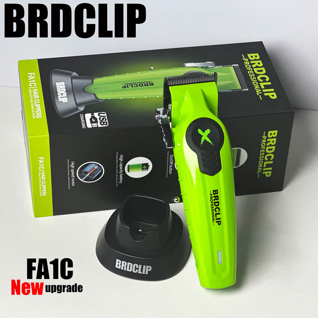 BRDCLIP X Series FA1C ปัตตาเลี่ยนตัดผมมืออาชีพ 7500RPM ความเร็วสูง DLC FADE ใบมีดที่กันจอนไฟฟ้าพร้อมที่ชาร์จฐาน