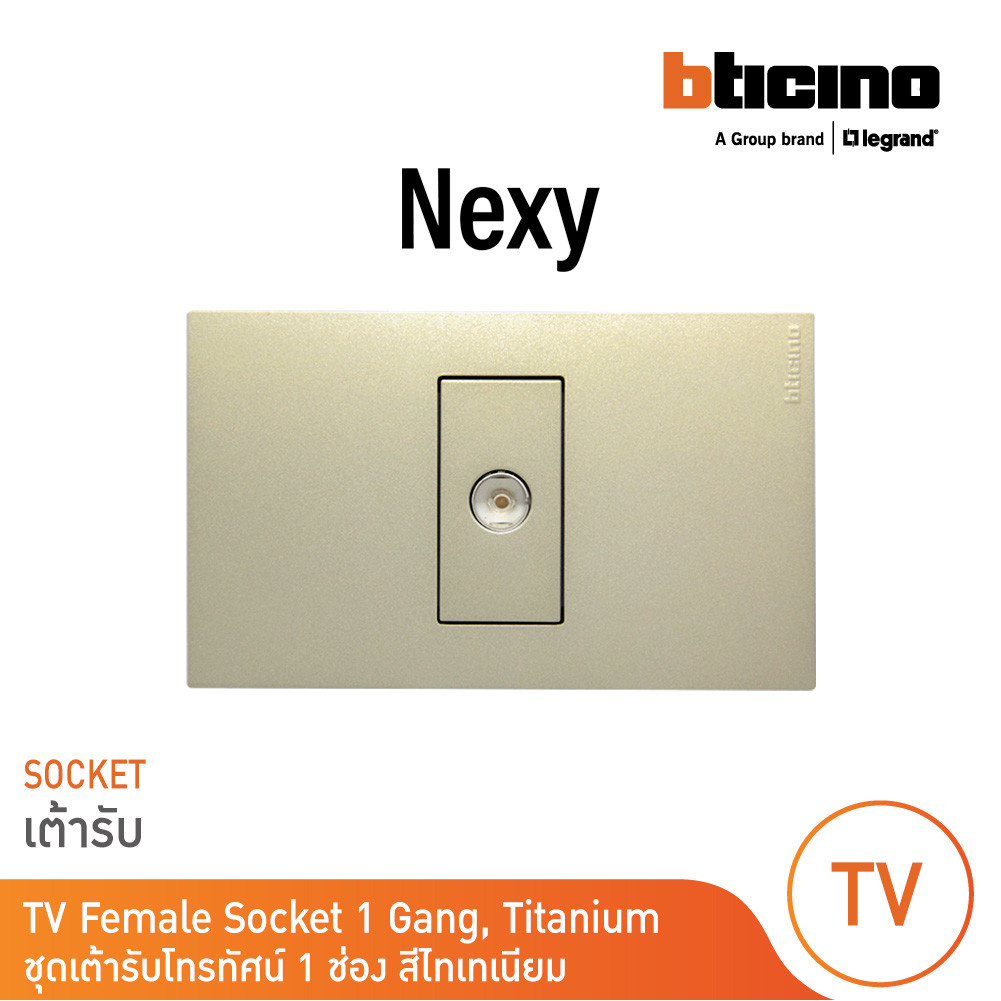 BTicino ชุดเต้ารับโทรทัศน์ ขนาด 1 ช่อง สีไทเทเนียม TV female socket 1 module Titanium รุ่น Nexy