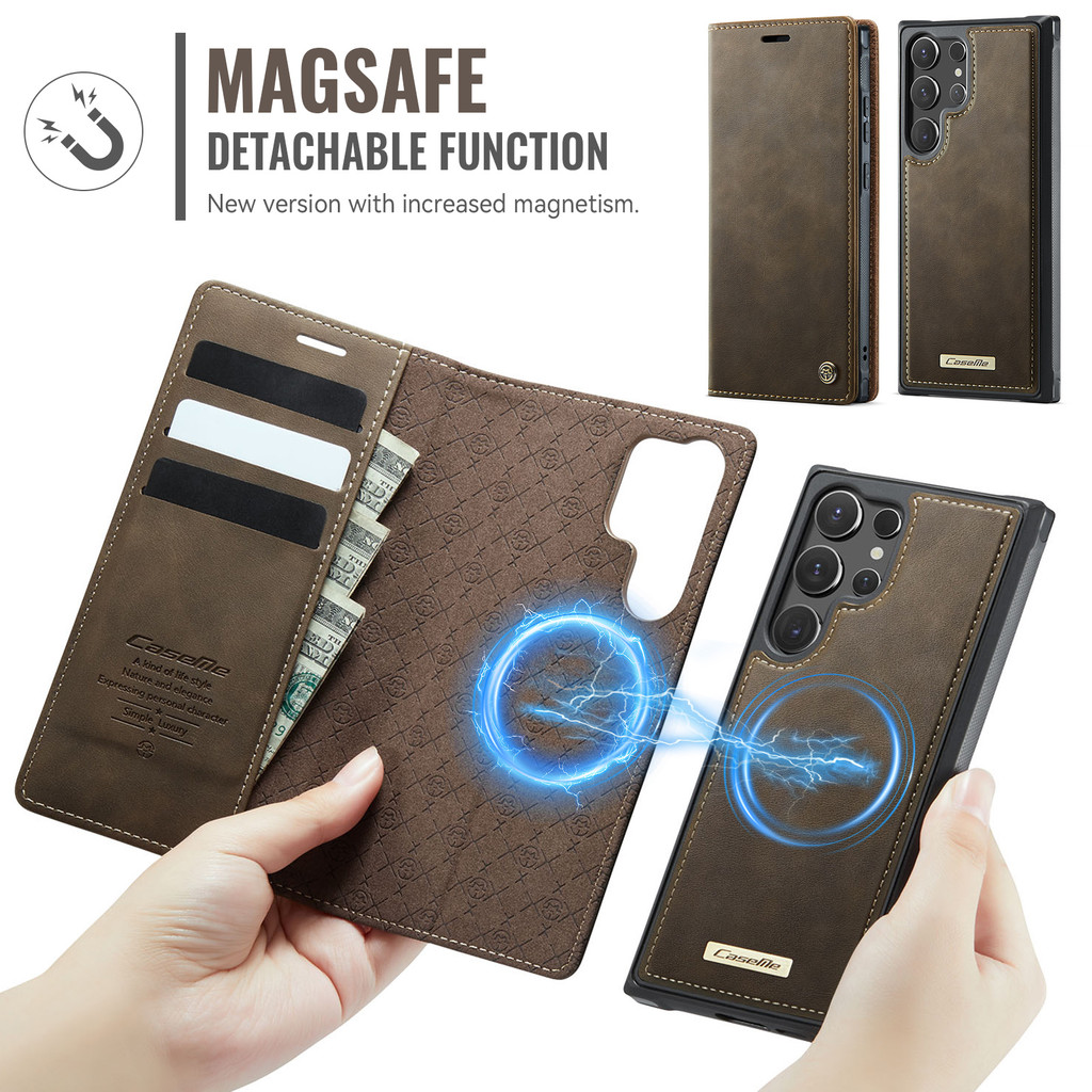 เคสโทรศัพท์สําหรับ Samsung S25 Ultra S20 S21 S22 S23 S24 Plus S25 Edge CaseMe ปลอกหนังแยก 2-in-1 Magnetic Wallet Card Holder Cover