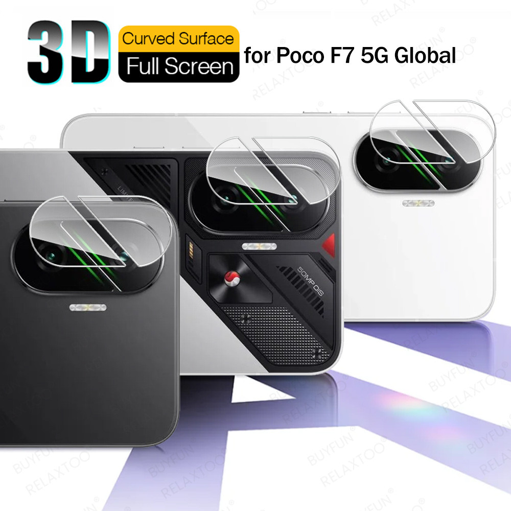 1-3pcs 3D กระจกนิรภัยกล้องสําหรับ Xiaomi Poco F7 PocoF7 Poxo Poco F 7 7F 5G Global ด้านหลังเลนส์ป้อง