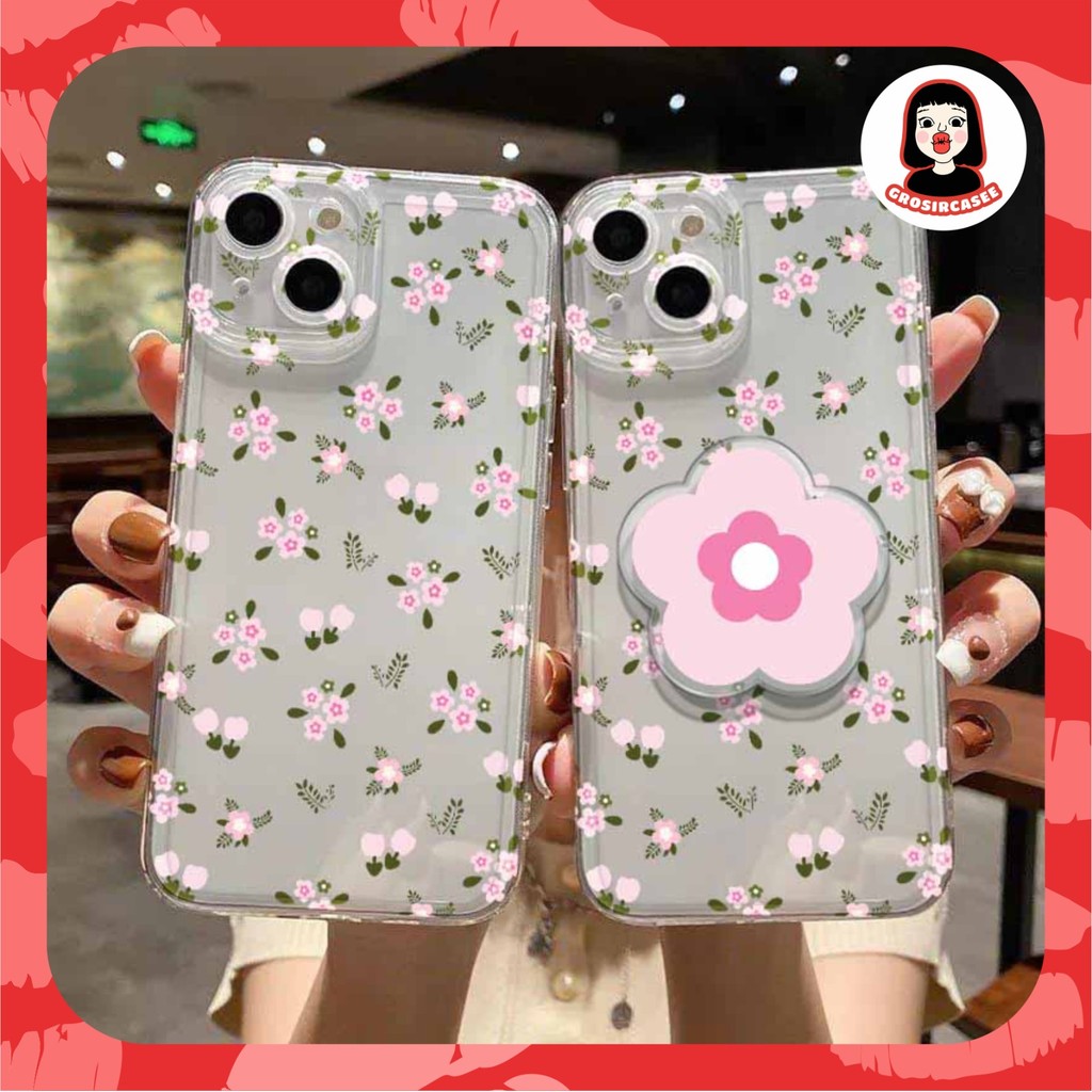 [1 ชุด] 2IN1 FLOWER PINK ANGEL EYE PRINTING case vivo y71 v27e y36 y27 y17s y28 v27 v29e y03 y18 v30