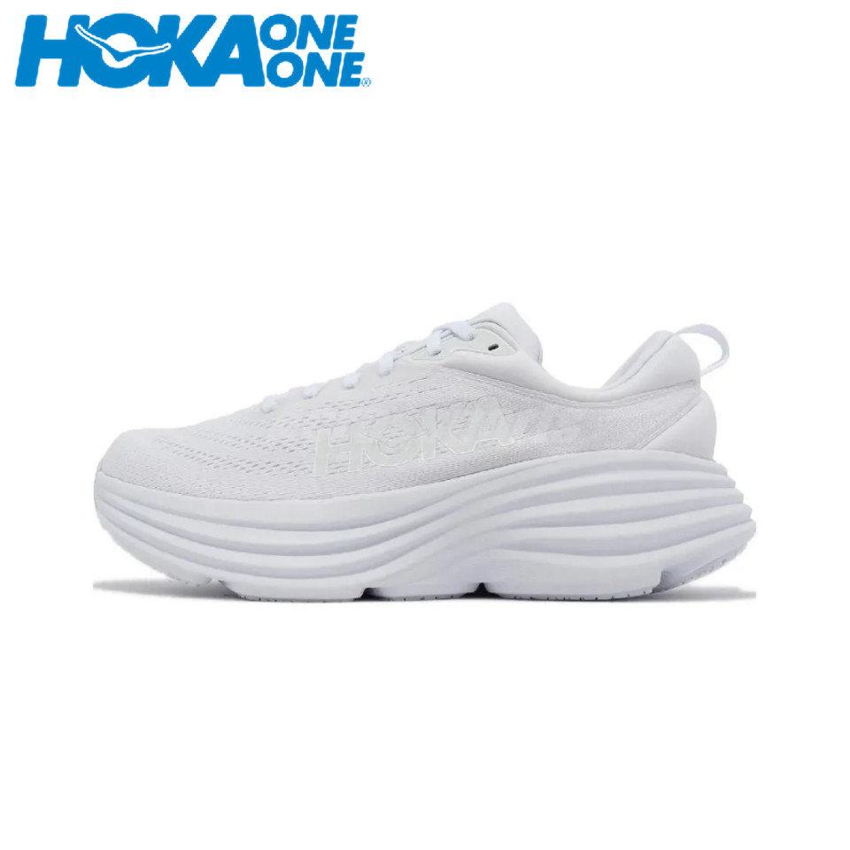 【ของแท้ 100%】HOKA ONE ONE Bondi 8 1123202-WWH Sneaker