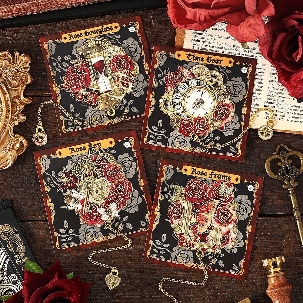 ไดลี่|ที่คั่นหนังสือโลหะเศร้าเวลานาฬิกาต้นฉบับที่คั่นธีมกุหลาบนักเรียนอ่านหนังสือคู่มือตกแต่งที่คั่น