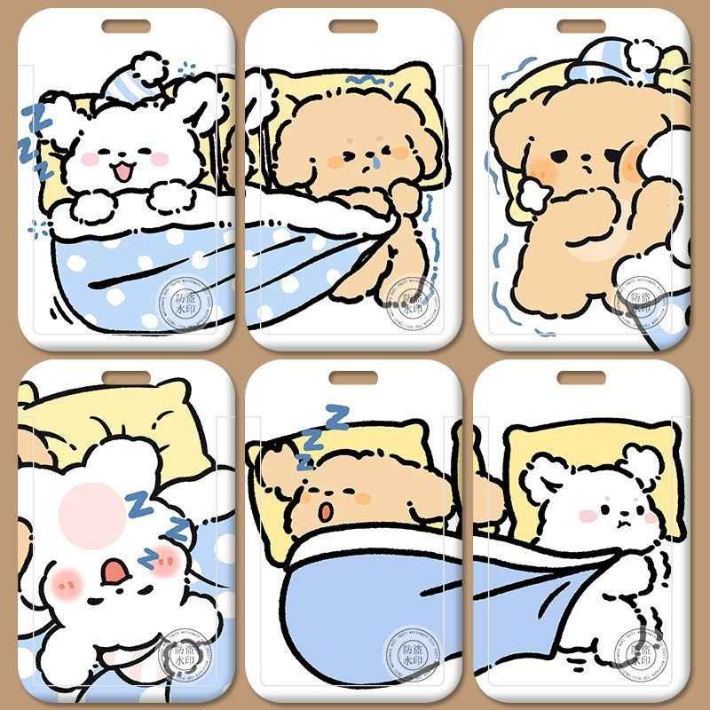 ใหม่ Line Puppy Card Holder เกาหลีมังงะนักเรียนการ์ดเชือก NFC Card Protector Card Cover คู่กรณีการ์ด