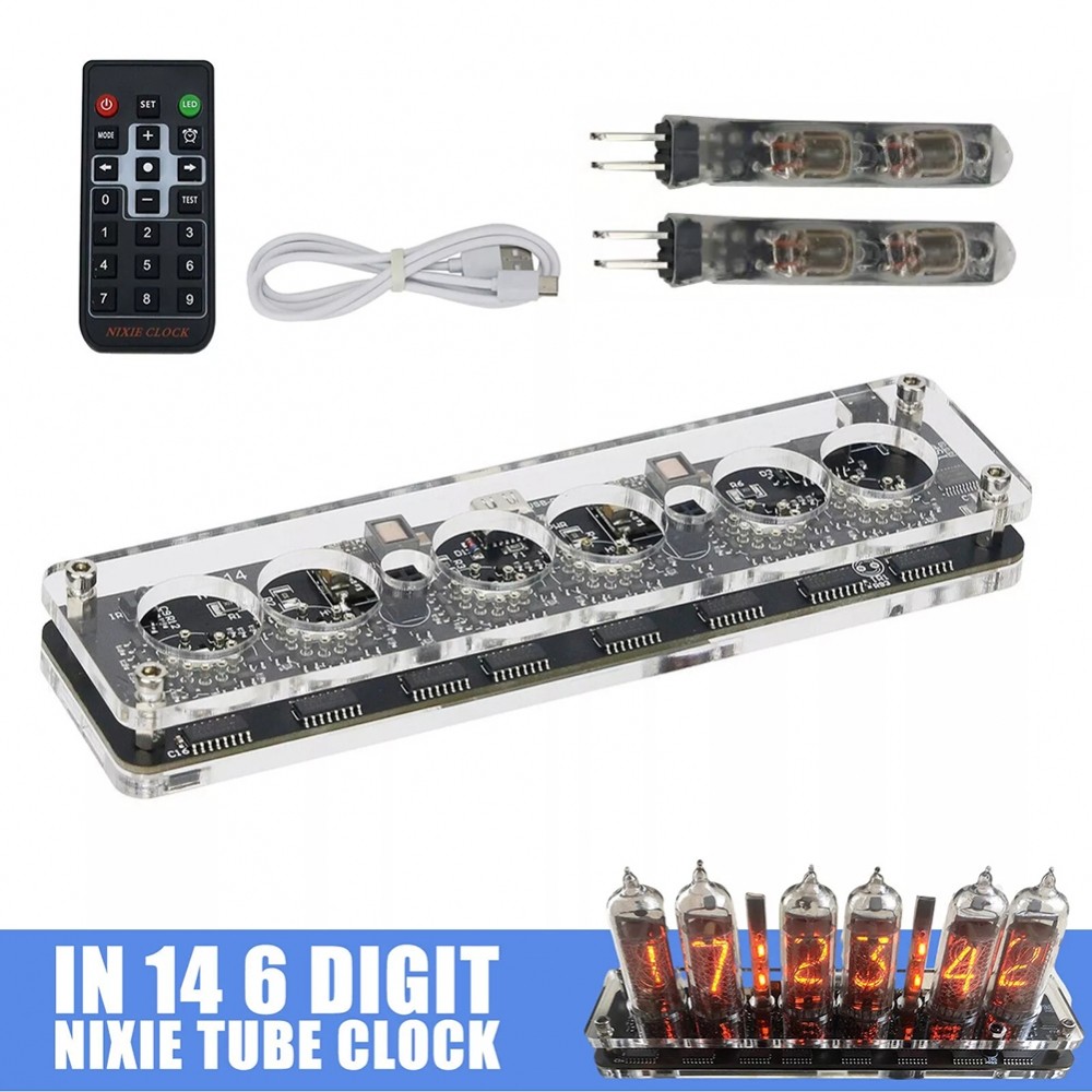 มีสไตล์ IN14 Nixie Tube Clock สัญญาณเตือนดิจิตอล USB พร้อมคุณสมบัติที่ปรับแต่งได้