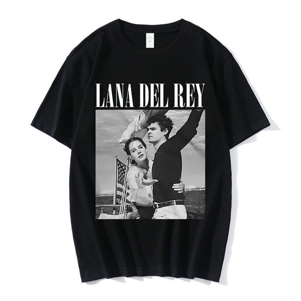 Lana Del Rey Ldr Sailing Harajuku 90s สไตล์ขนาดใหญ่แขนสั้นรูปแบบเสื้อยืดผู้ชายผู้หญิงสไตล์เดียวกันผ้