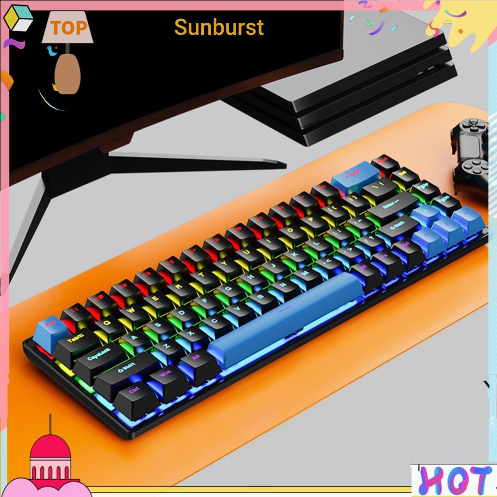 คีย์บอร์ดเกมกลแบบมีสาย 68 คีย์ RGB คีย์บอร์ดคอมพิวเตอร์สําหรับ Win/Mac/PC [Sunburst11.th]