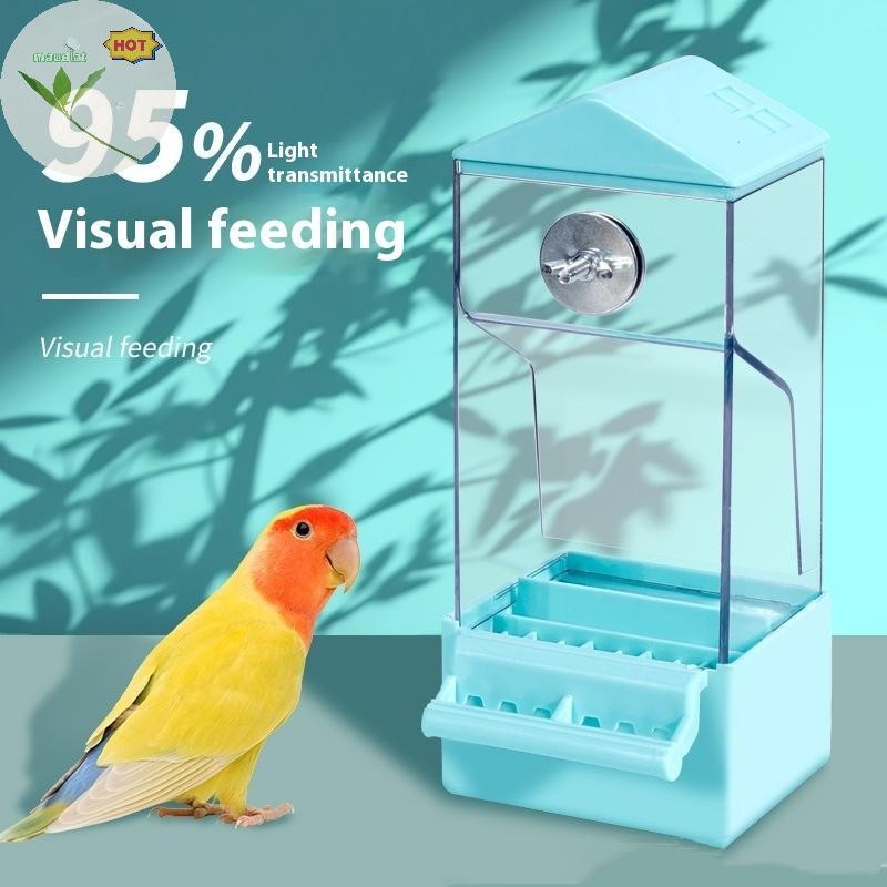 เมา ความจุขนาดใหญ่สัตว์เลี้ยงนกแก้วป้อนอัตโนมัติกรงนกกล่องอาหารแกลบแยกป้องกันสาดแบบบูรณาการสาดป้อนอุปกรณ์สัตว์เลี้ยง ใน