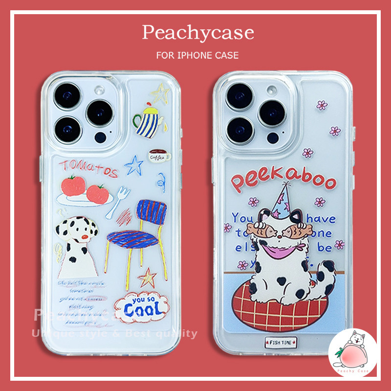 คลังสินค้าพร้อมน่ารัก Dalmatian สุนัข Cat เคสโทรศัพท์สําหรับ iPhone 16 15 14 Plus 13 12 11 Pro Xs Max X Xr 8 7 Se2020 อะคริลิคใสกันกระแทกปลอกใส