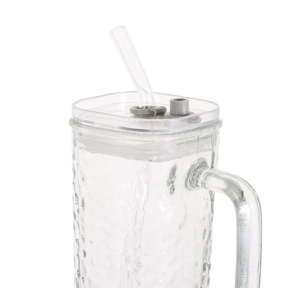 ยัน1 ถ้วยแก้วใสทนความร้อนพร้อมฝาปิดและถ้วยกาแฟฟางของขวัญคู่แก้วน้ําผลไม้สี่เหลี่ยมบ้านบาร์ - รูปที่ 7