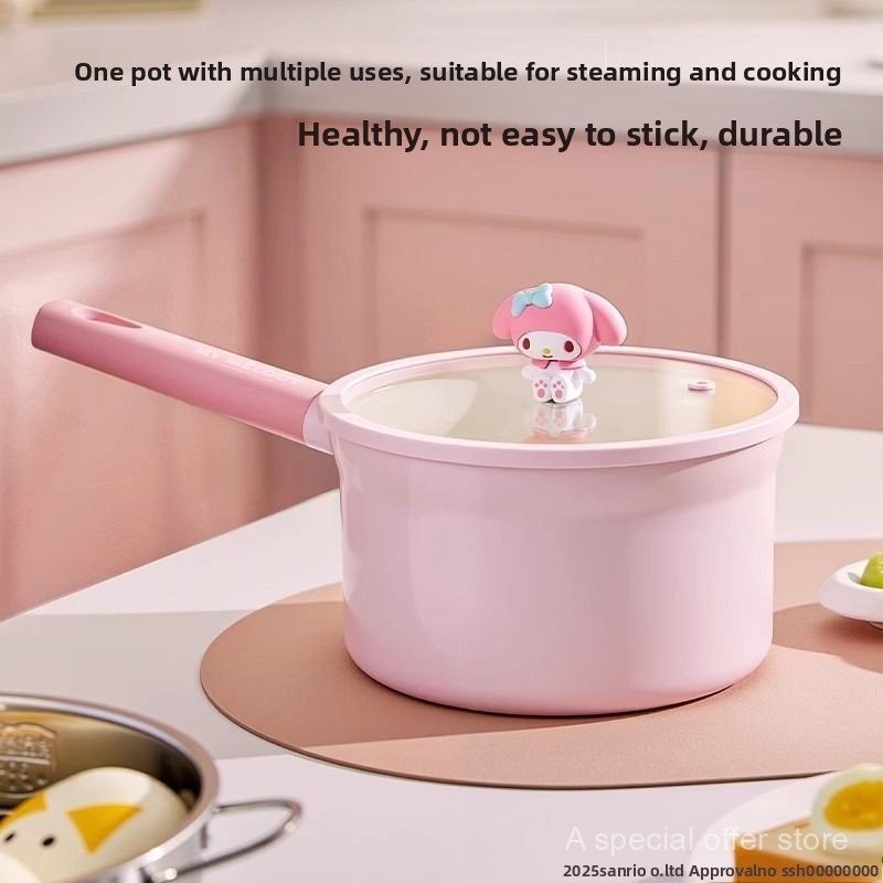 Sanrio หม้อนม Non-Stick Pan หม้ออาหารเสริมเด็กหม้อต้มทอดพิเศษ Steamer All-in-One Multi @-