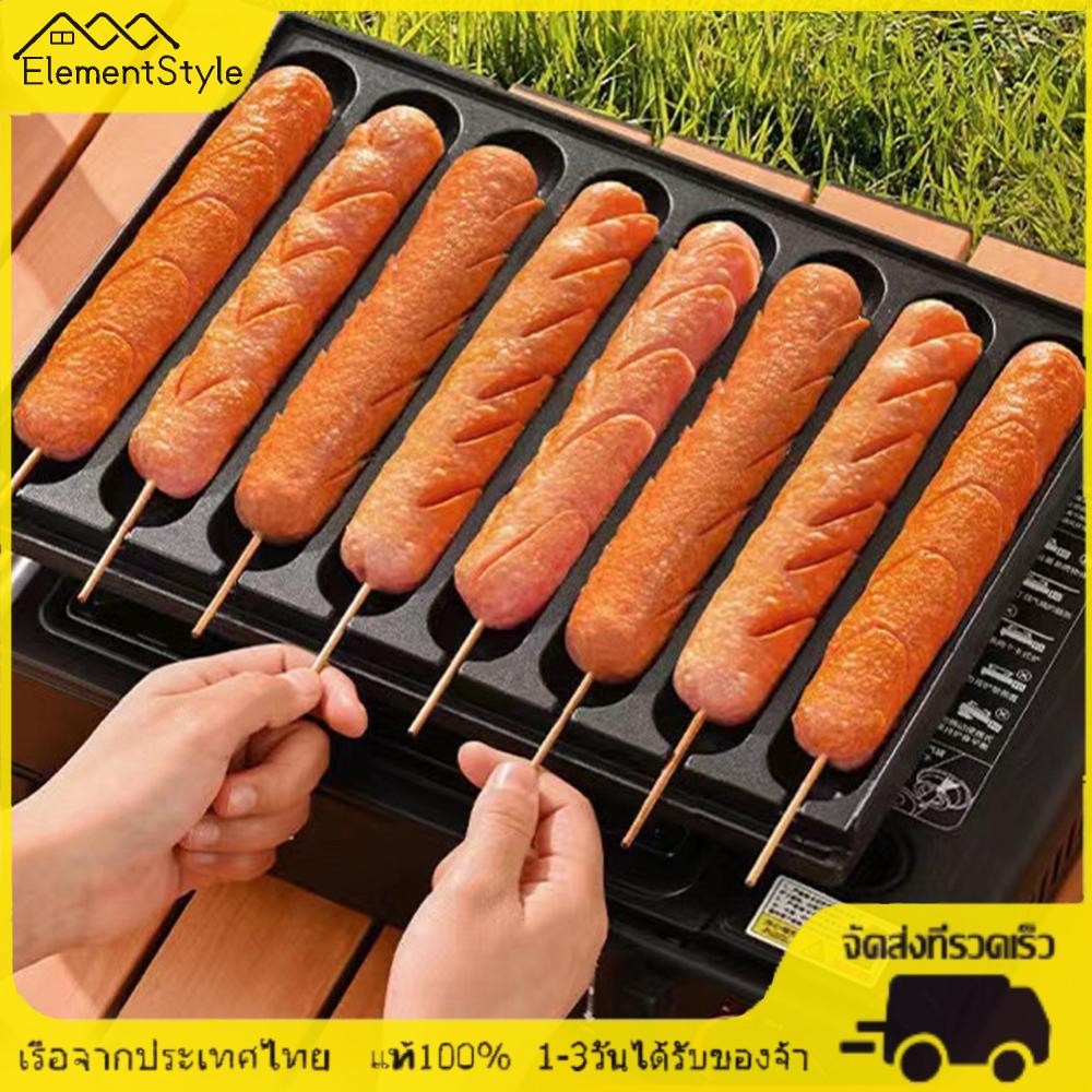 8 Grids  กระทะย่างไส้กรอก กระทะย่าง กะทะ ไส้กรอง camping แค๊มปิ้ง ไม่ติดกระทะ bbq หนาพิเศษ Sausage Grill [ElementStyle.th]