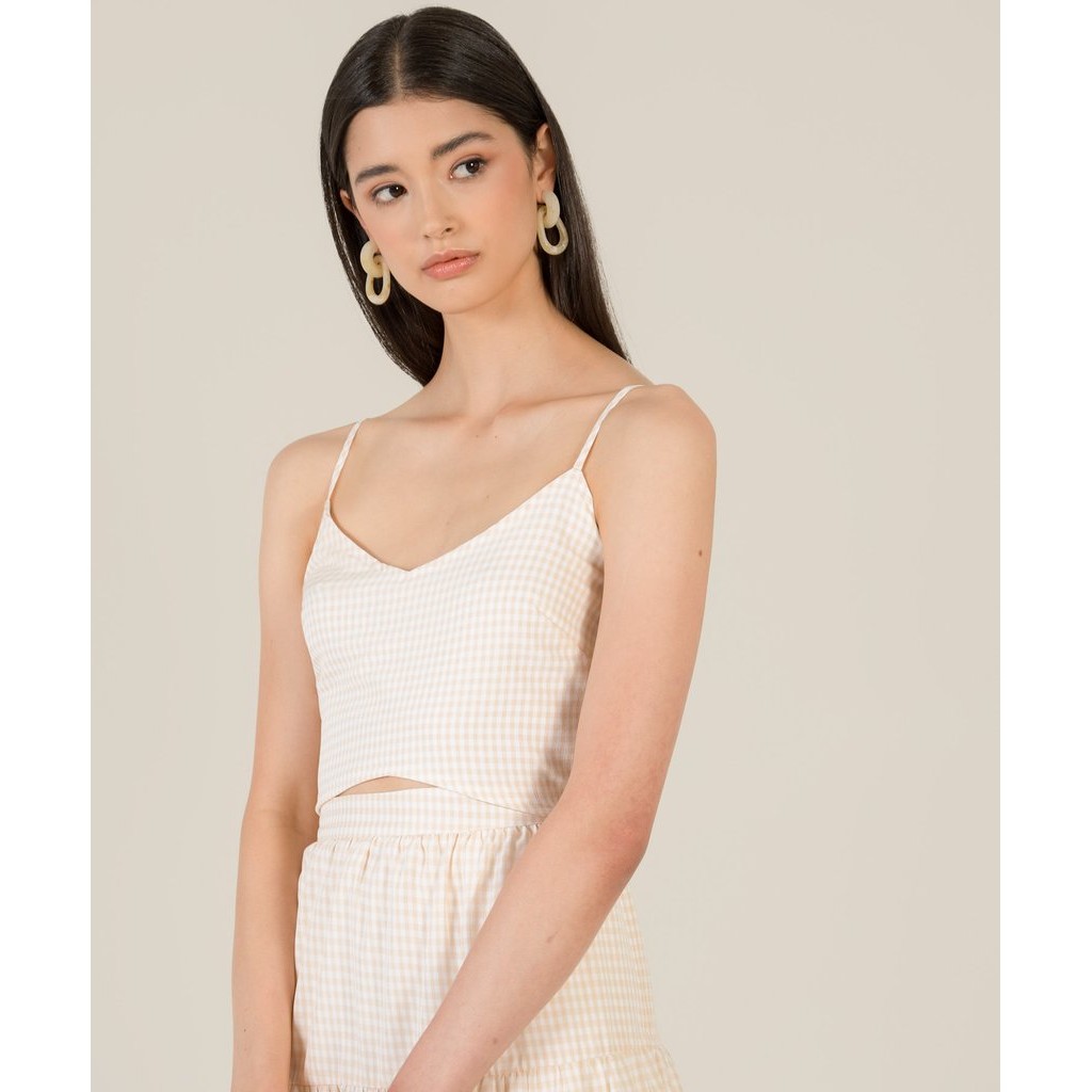 เสื้อครอป Tulsa Gingham - สีเบจ