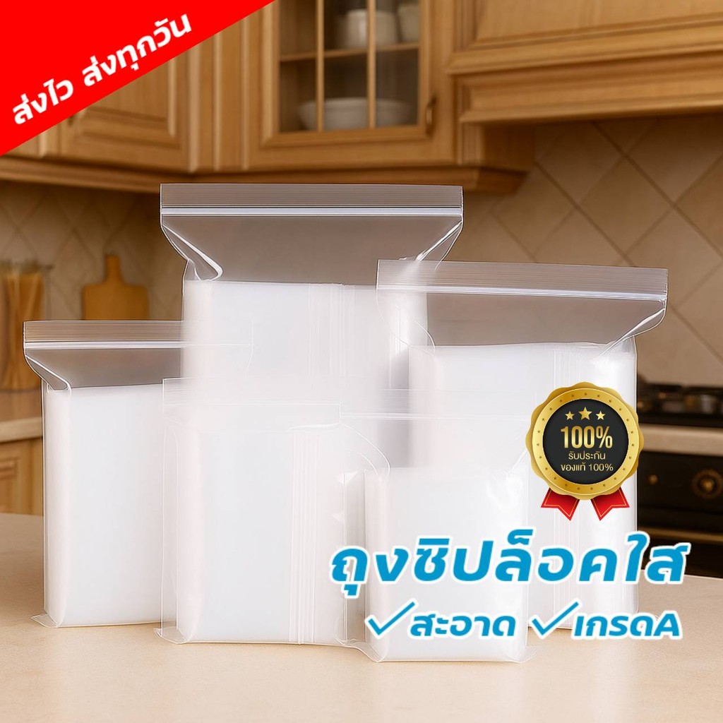 ຖົງຊິບລັອກໃສ ອາຫານ Food Grade 500 ກຣາມ (1/2 ກິໂລ) ແພັກ