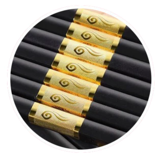 (แบบแพ็ค 5/10 คู่) ตะเกียบเมลามีน สีดำลายทอง แข็งแรง กันลื่น ทนความร้อน เหมาะใช้ในบ้านและร้านอาหาร