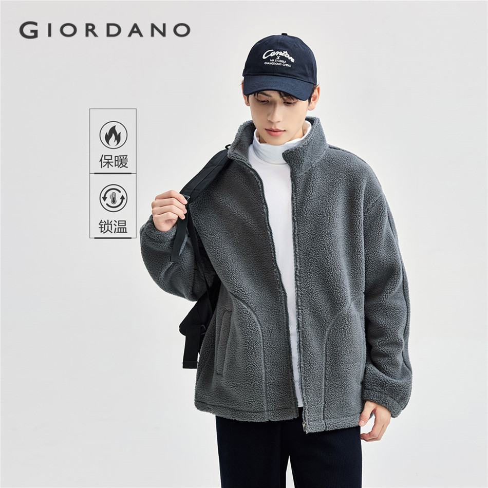 GIORDANO MEN Fleece pocket Stand Collar jackets 01074857