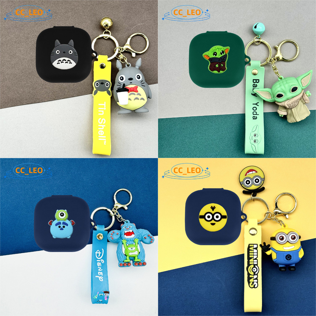 For QCY AilyBuds E20 Case Cute One Piece Luffy keychain pendant cartoon Totoro Silicone Soft Case Su