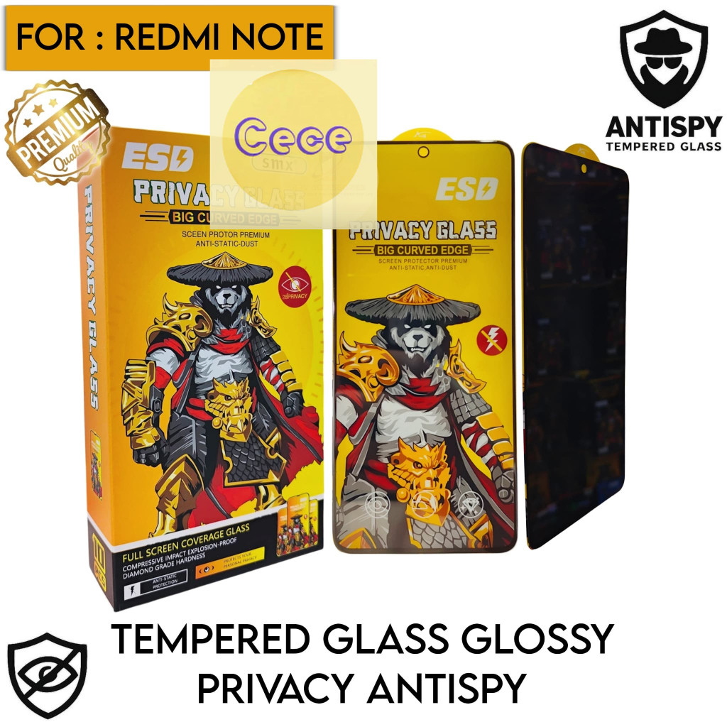 TEMPERED GLASS ESD PANDA ANTISPY PRIVACY สําหรับ REDMI NOTE 5 RD NOTE 8 RD NOTE 8 PRO RD NOTE 9 RD N