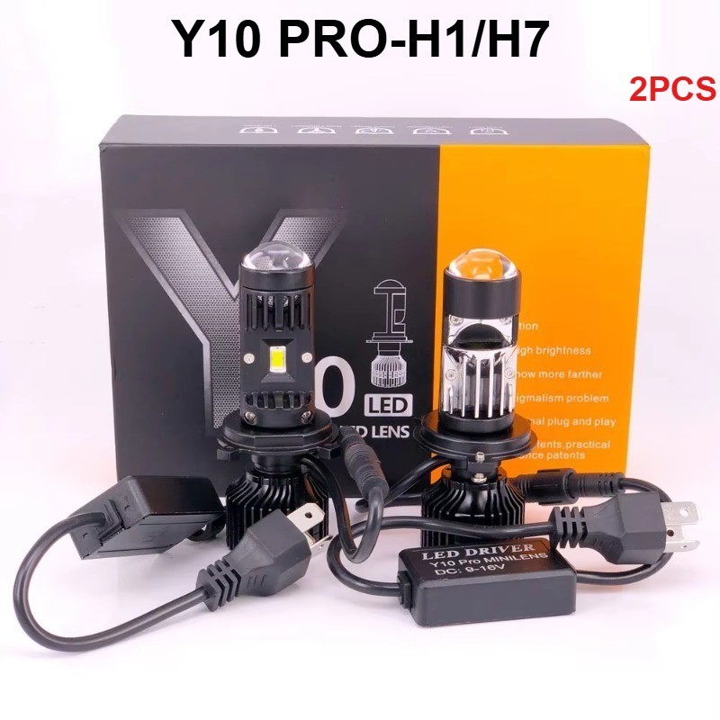 2PCS Y10 Pro H4 H7 Mini Bi LED โปรเจคเตอร์ไฟหน้า 70W 8000LM 6000K สําหรับรถยนต์รถจักรยานยนต์หมอก Uni