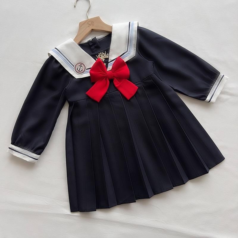 Hania kids - ชุดเดรส นักเรียนเจ้าหนูโบว์แดง สไตล์ญี่ปุ่น Y3134437
