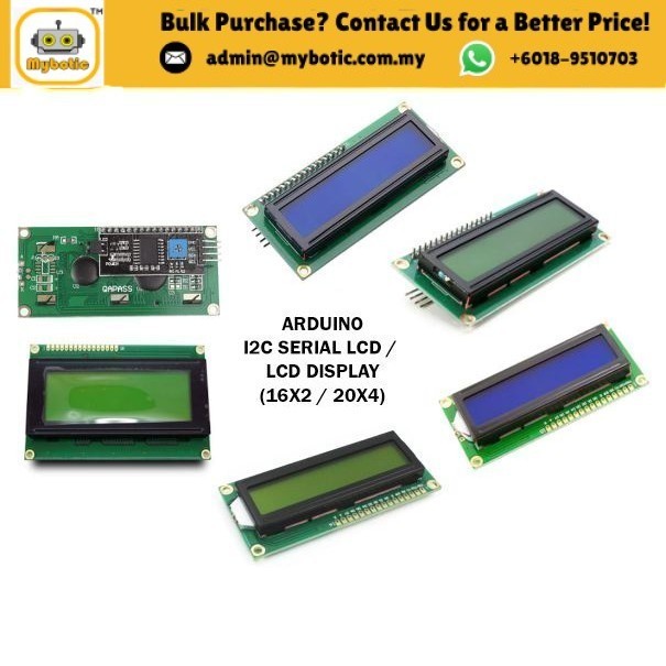 Arduino I2C Serial LCD / จอแสดงผล LCD (16x2 / 20x4) / I2C โมดูล