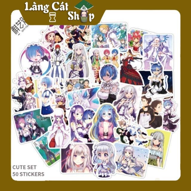 Re Zero kara Hajimeru Isekai Seikatsu อนิเมะ Sticker ครบชุด 50 ภาพ - พิมพ์ชัดเจนและคมชัด ลอกออกยาก