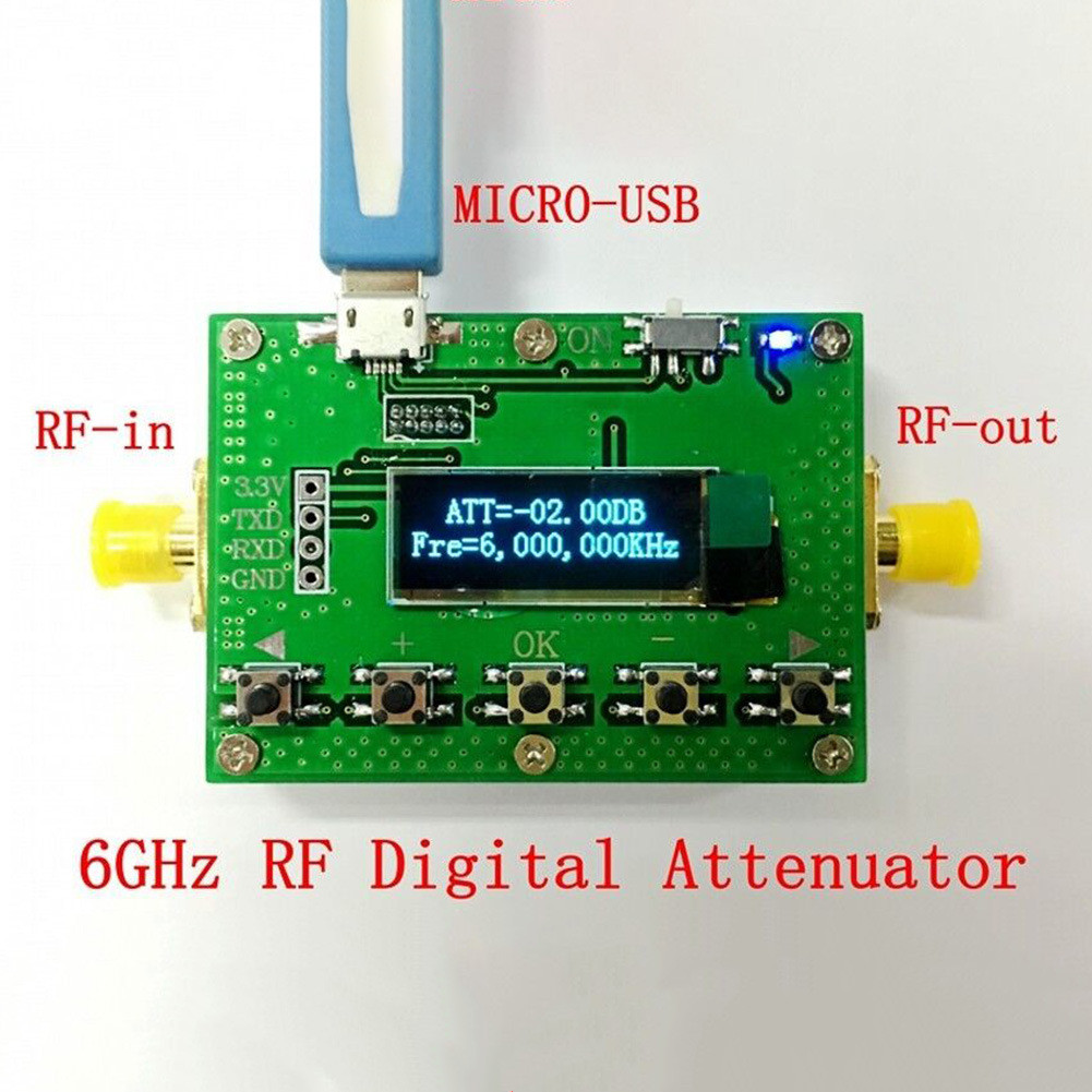 6G Digital Program Control Attenuator 30DB Stepper 0.25 DB OLED จอแสดงผล CNC Shell RF Attenuator โมด