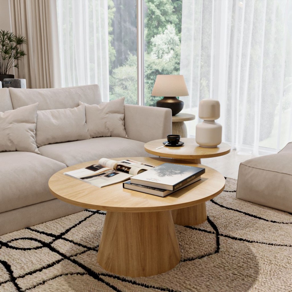 SB Design Square โต๊ะกลาง ขนาด 80 ซม.รุ่น WEAVER สี Oak Veneer (80x80x41 ซม.)  แบรนด์ SB CASA