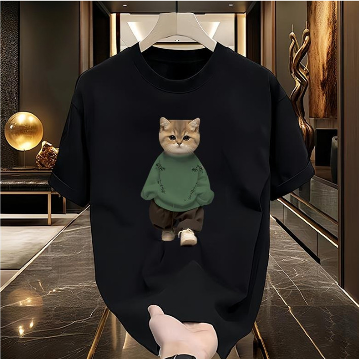 จัดส่ง 24 ชั่วโมง 100% Design UOutlets 24S 100% Cotton Official distro top เสื้อยืดแมวทั้งมือในกระเป