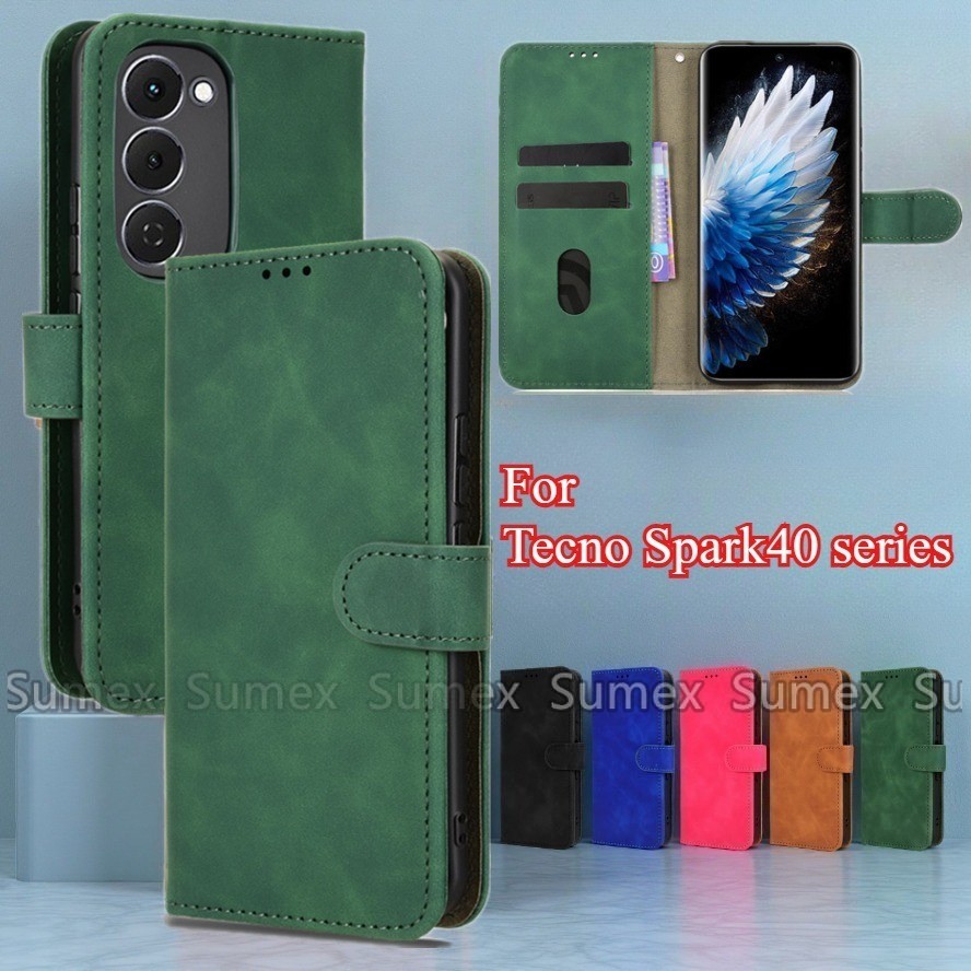 ฝาครอบหนังสําหรับ Tecno Spark40 Spark 40 Pro + Plus 40C 2025 เคสโทรศัพท์กันกระแทก Anti Fall Stand Ho