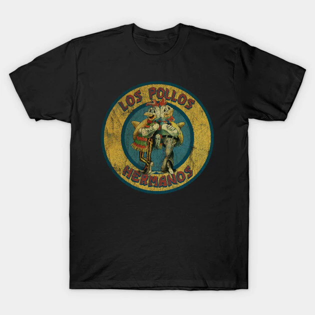 เสื้อยืด Vintage LOS POLLOS HERMANOS Cotton 100% สีดำ