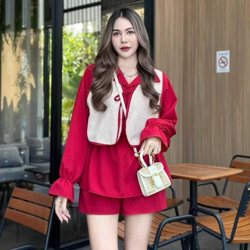 Tq88indonesia เสื้อผ้าลําลองผู้หญิงล่าสุด / LISTA BLOUSE แขนยาวอินเทรนด์ผสม