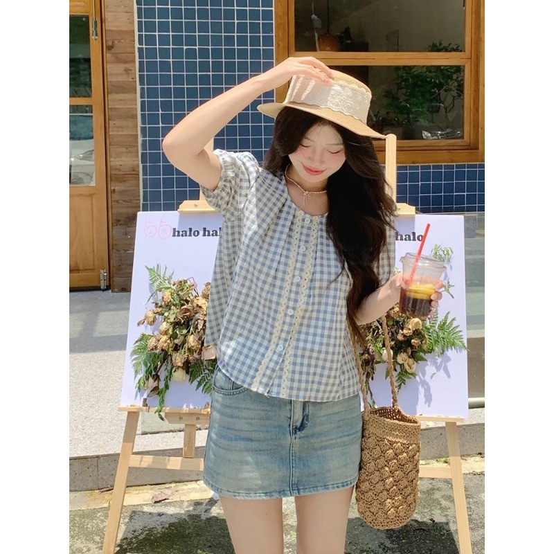 (ส่งจากไทย)เสื้อเชิ้ตผู้หญิงลายสก๊อต เสื้อเชิ้ต สไตล์ใหม่ เวอร์ชั่นเกาหลี วินเทจ แฟชั่น ความรู้สึกของการออกแบบ - รูปที่ 3