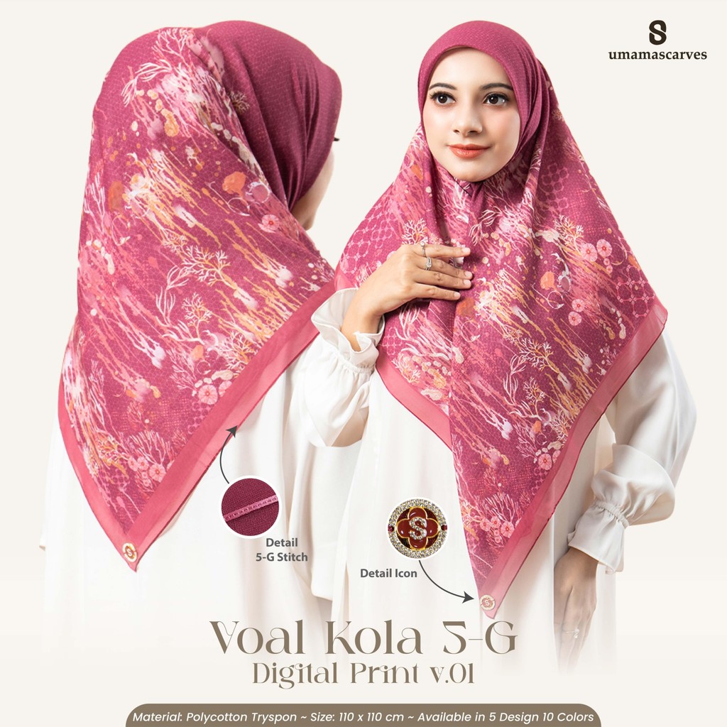 UmamaScarves - Vual Kola 5G Digital Print Logo Hijab (S)