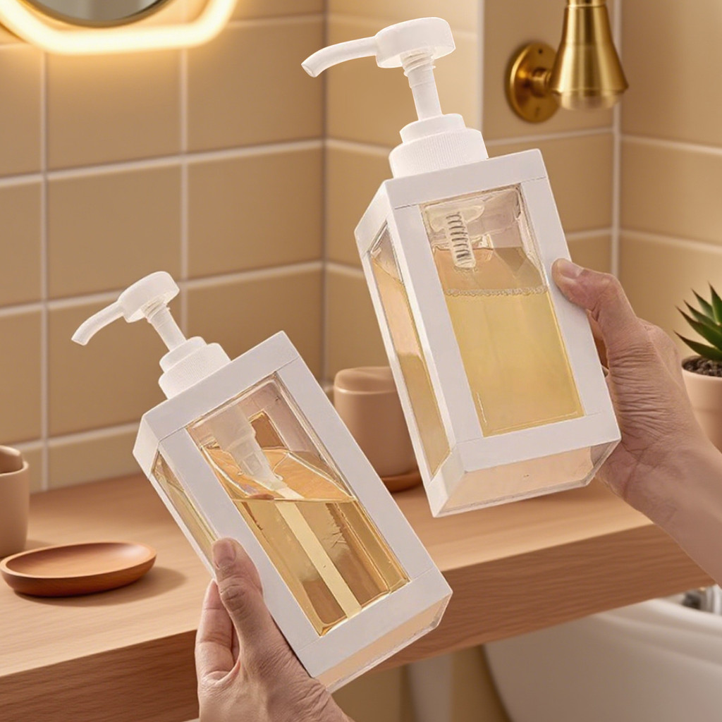 ขวดแชมพูเปล่าทรงสี่เหลี่ยมแบบกดในห้องน้ําขนาด 500/750 มล. – ขวดจ่ายเจลอาบน้ําทรงสี่เหลี่ยมโปร่งใสความจุขนาดใหญ่