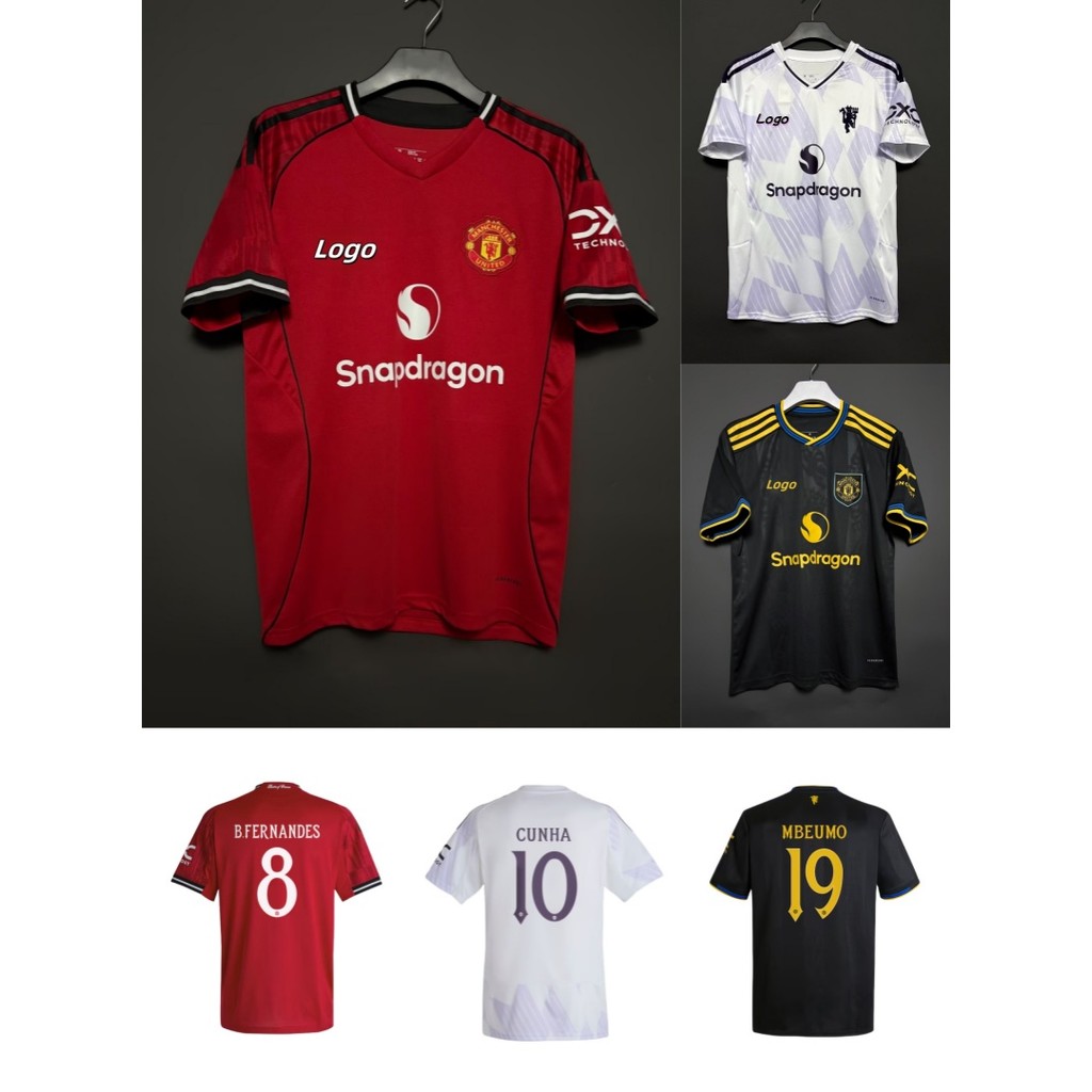 Fans Edition 2025/26 Man U Home & Away Shirt เสื้อยืดแขนสั้นผู้ชาย