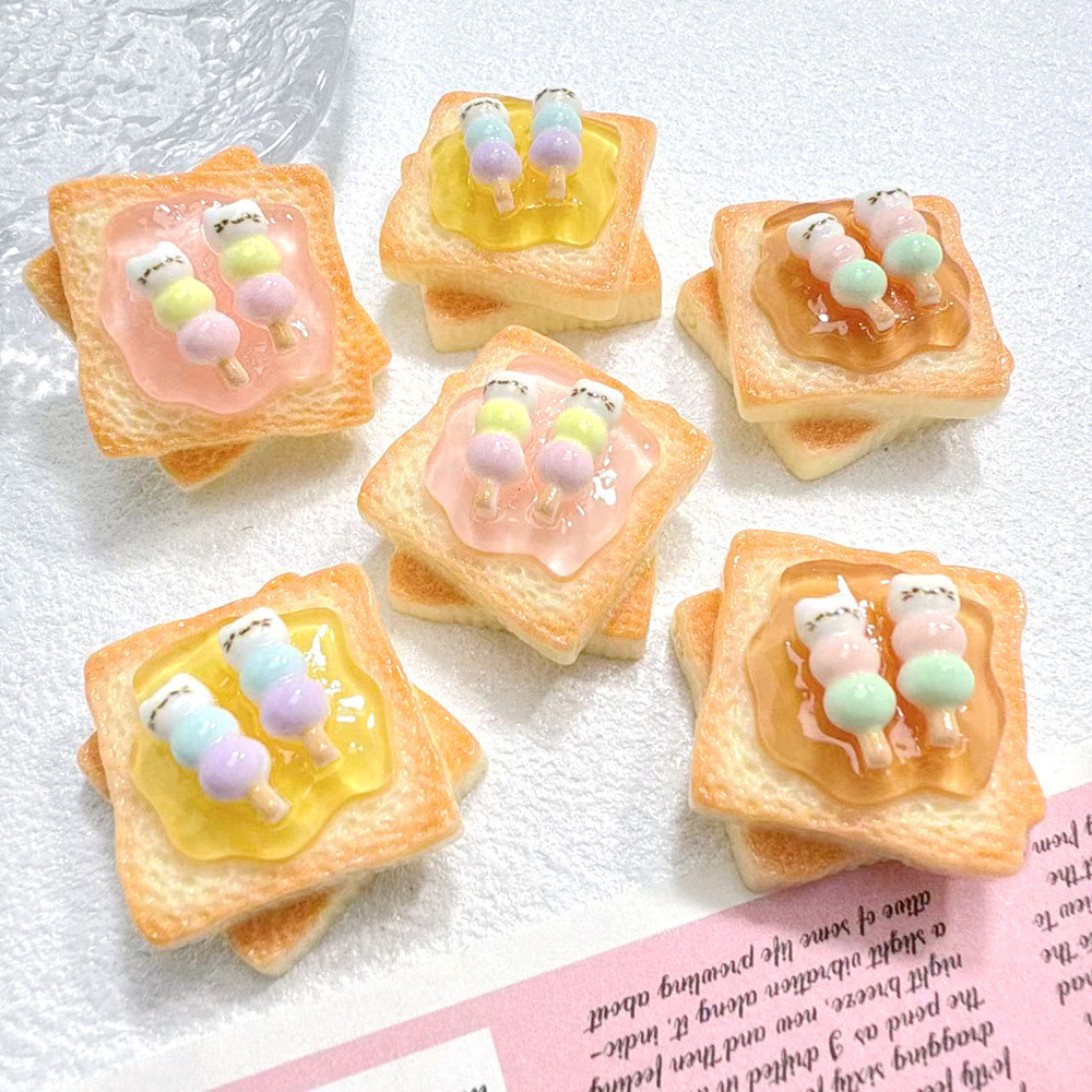 10 ชิ้น Cat Stripe Toast เรซิ่น Charms สําหรับ DIY (3-70)