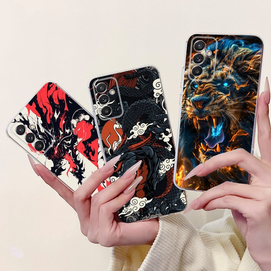 สําหรับ Samsung Galaxy Quantum 2 กรณี SM-A826S หรูหรา Dragon Lion การ์ตูนซิลิโคนอ่อนนุ่มเคสโทรศัพท์ส