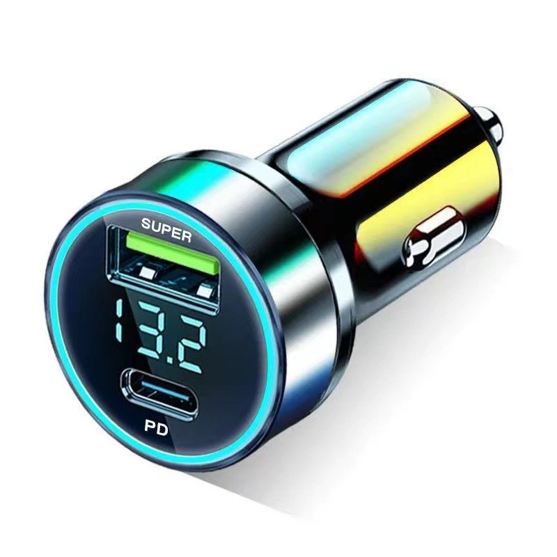 Q qc3.0 Car Charger จอแสดงผลดิจิตอล Car Charger 66W40W Fast Charge Dual USB Car Charger pd + qc3.0 C