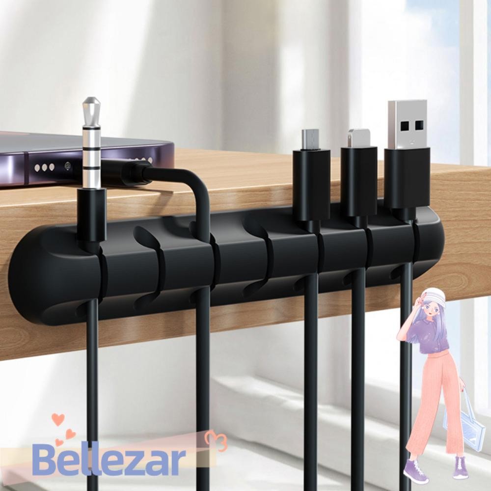 BELLEZAR ที่เก็บสายไฟ, ซิลิโคนสีดํา USB Cable Winder, Desktop Tidy ที่ยึดสายไฟแบบยืดหยุ่นสําหรับเมาส์คีย์บอร์ดหูฟังป้องกัน