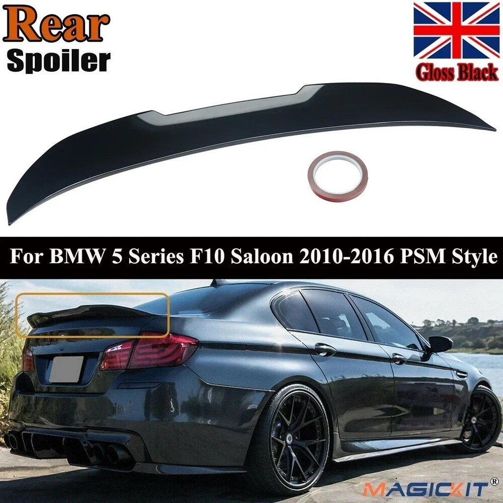 MagicKit สําหรับ BMW 5 SERIES F10 M5 PSM สไตล์ GLOSS BLACK REAR BOOT TRUNK SPOILER WING 10-16auto ชิ