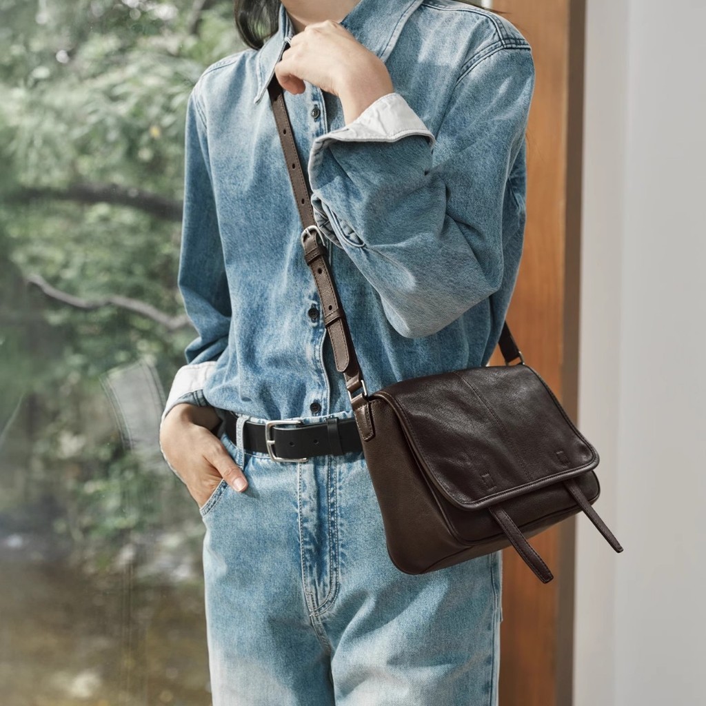 Qiuzhen กระเป๋าคาดเอวหนังวัว สไตล์เรโทร สะพายได้ทุกวัน