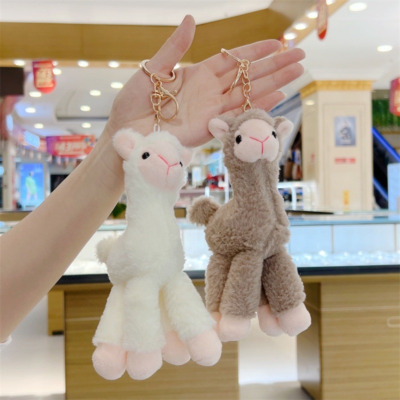ตุ๊กตาอัลปากาขนฟูน่ารัก พวงกุญแจห้อยกระเป๋า ของเล่นขนนุ่ม ขายส่งราคาโรงงาน