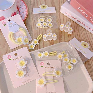 (พร้อมส่งในไทย) กิ๊บติดผม ลายดอกไม้ สีเหลือง คุมโทน น่ารัก เล็กๆ