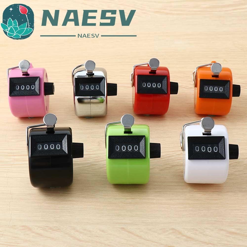 NAESV Hand Tally Counter Max. เครื่องมือนับเลขมินิ 4 หลัก เครื่องวัดชั่วโมงแบบกลไก Tally Clicker