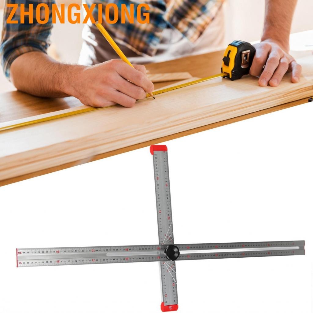 ZhongXiong Zhongxiong-th eimsoah woodworking t square 2 ใน 1 angle scribing ไม้บรรทัดปรับได้ 0 ถึง 1